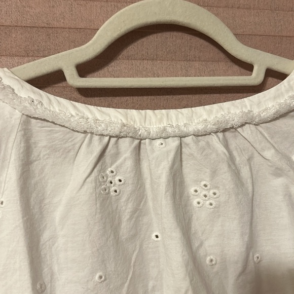 Sundance Top Embroidered Eyelet White Long Sleeve Tassle Tie Boho Blouse Medium - Picture 8 of 11